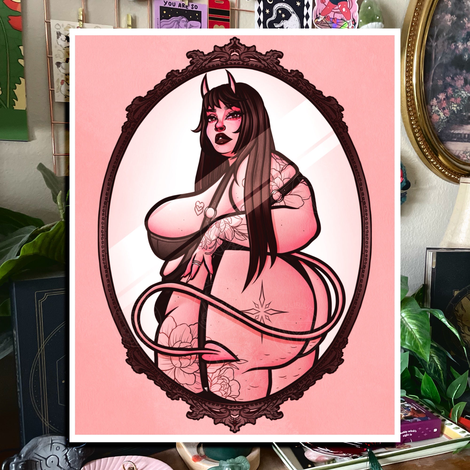 Pink Demon Girl Art Prints
