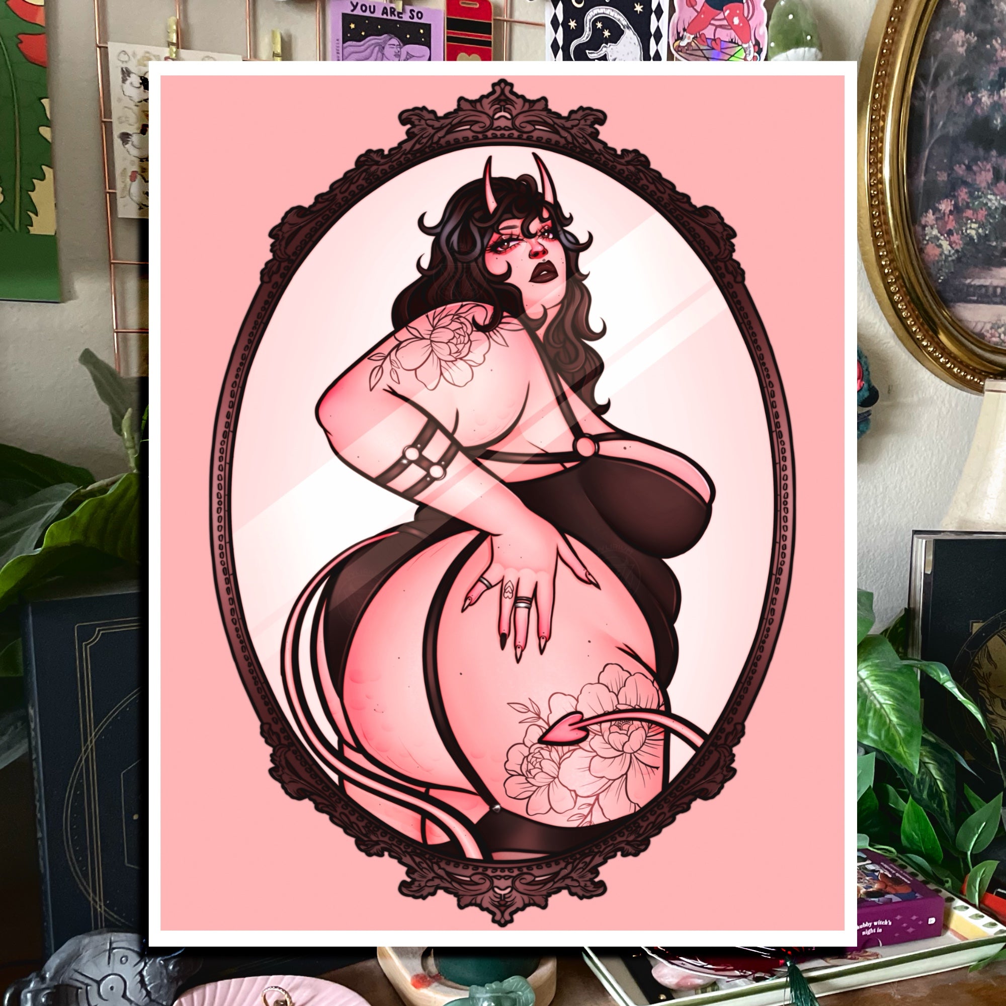 Pink Demon Girl Art Prints