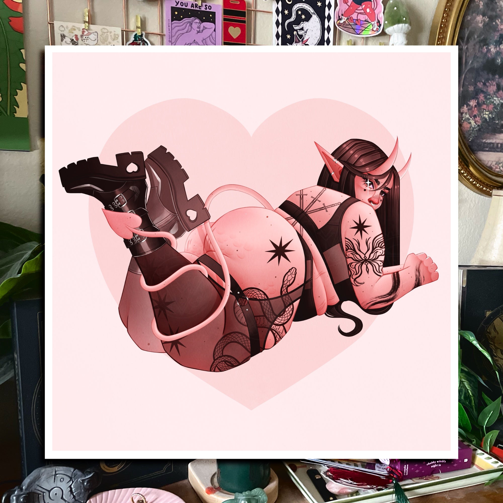 Pink Demon Girl Art Prints II