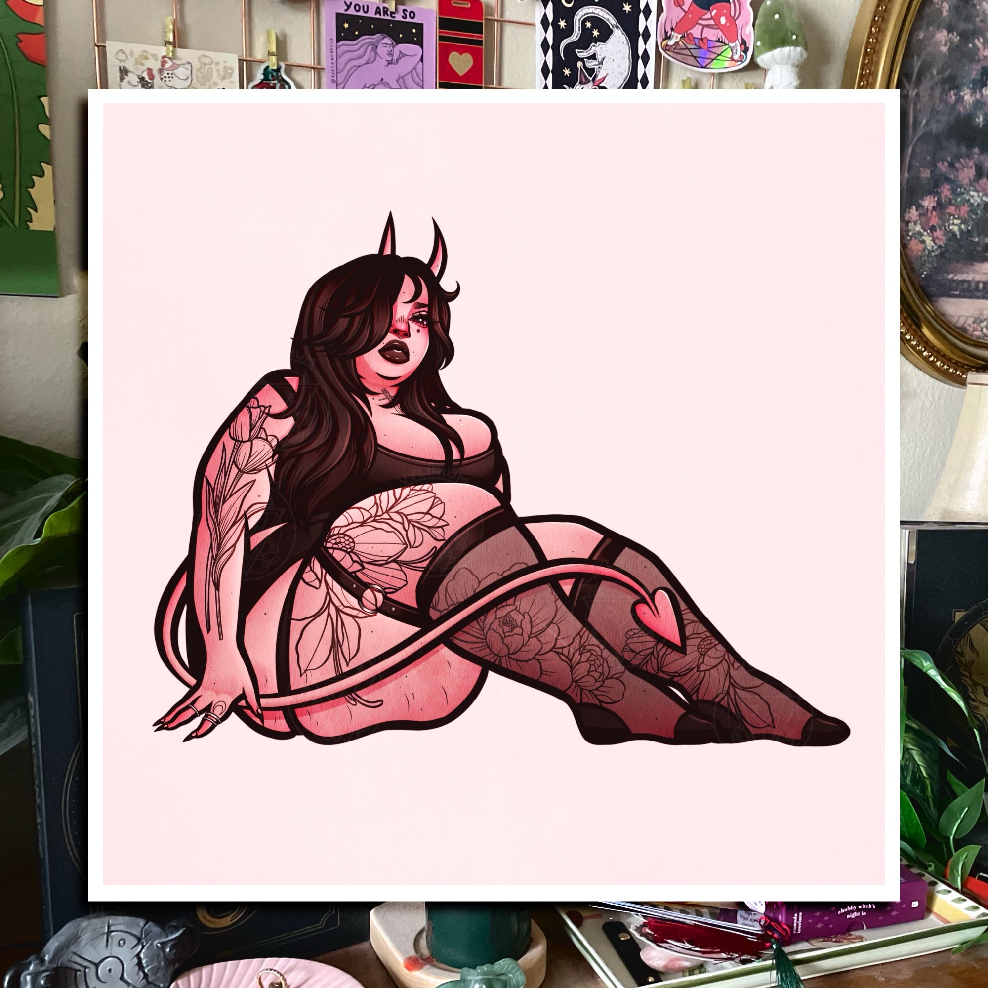 Pink Demon Girl Art Prints II