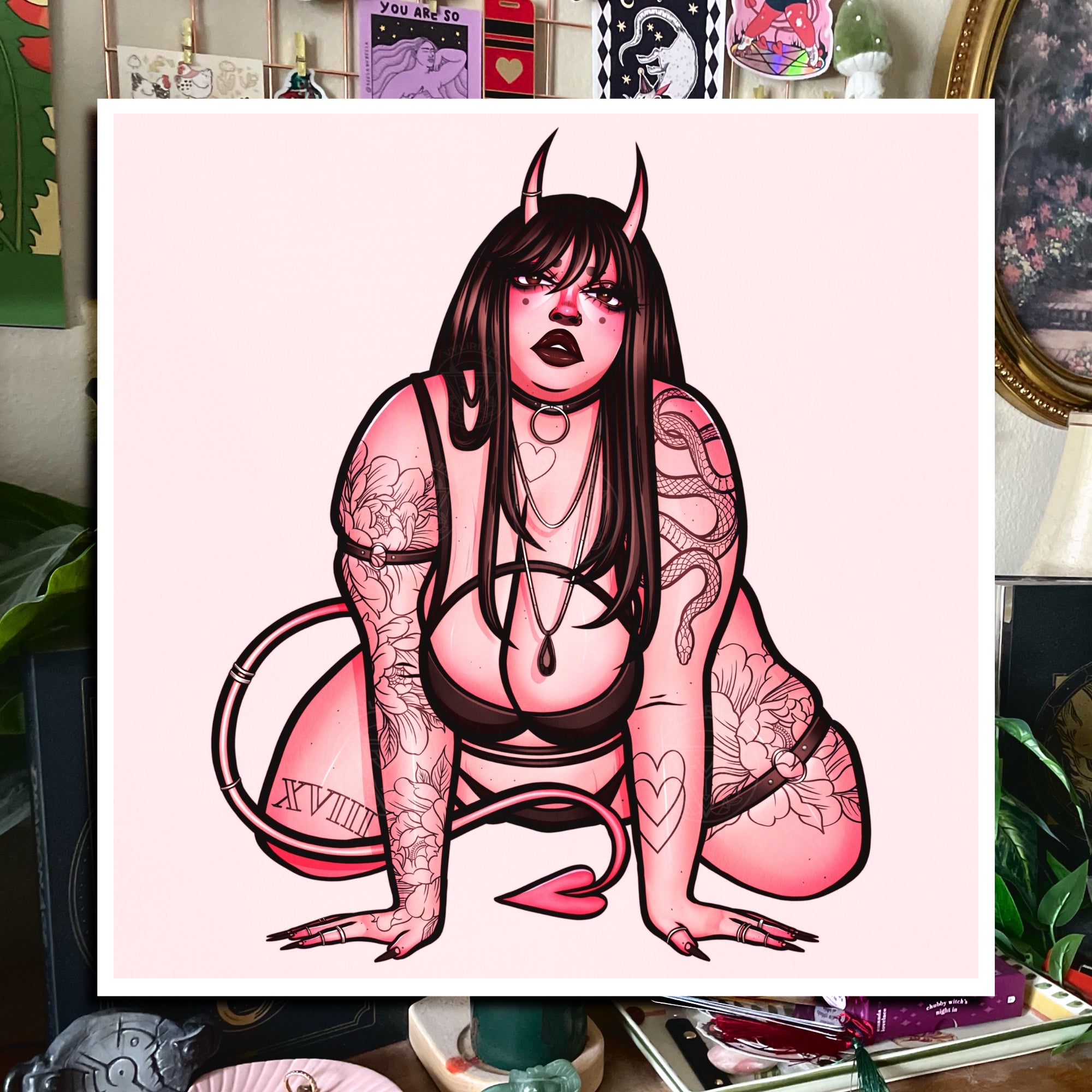 Pink Demon Girl Art Prints II