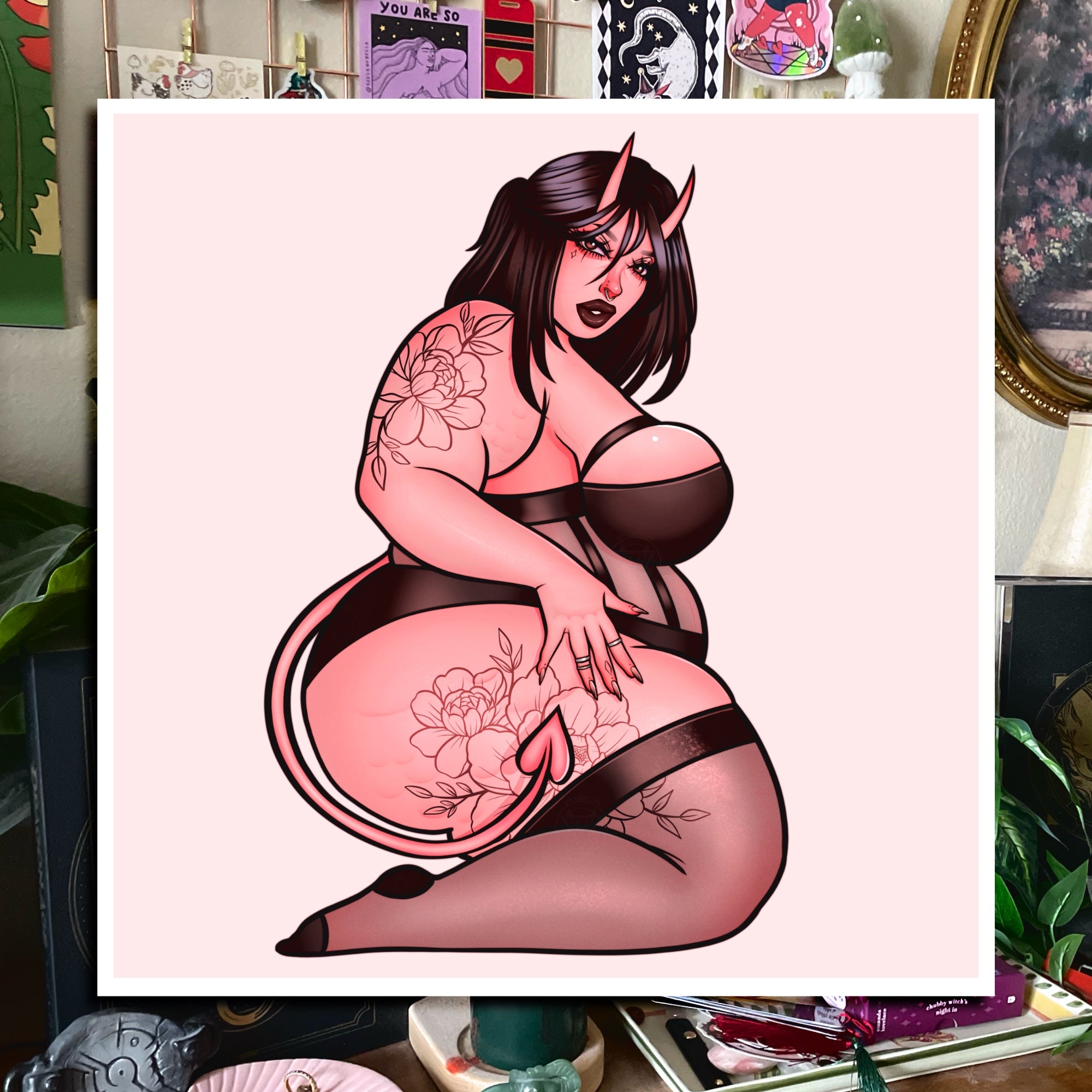 Pink Demon Girl Art Prints II