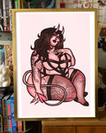 Pink Demon Girl V Large Art Print