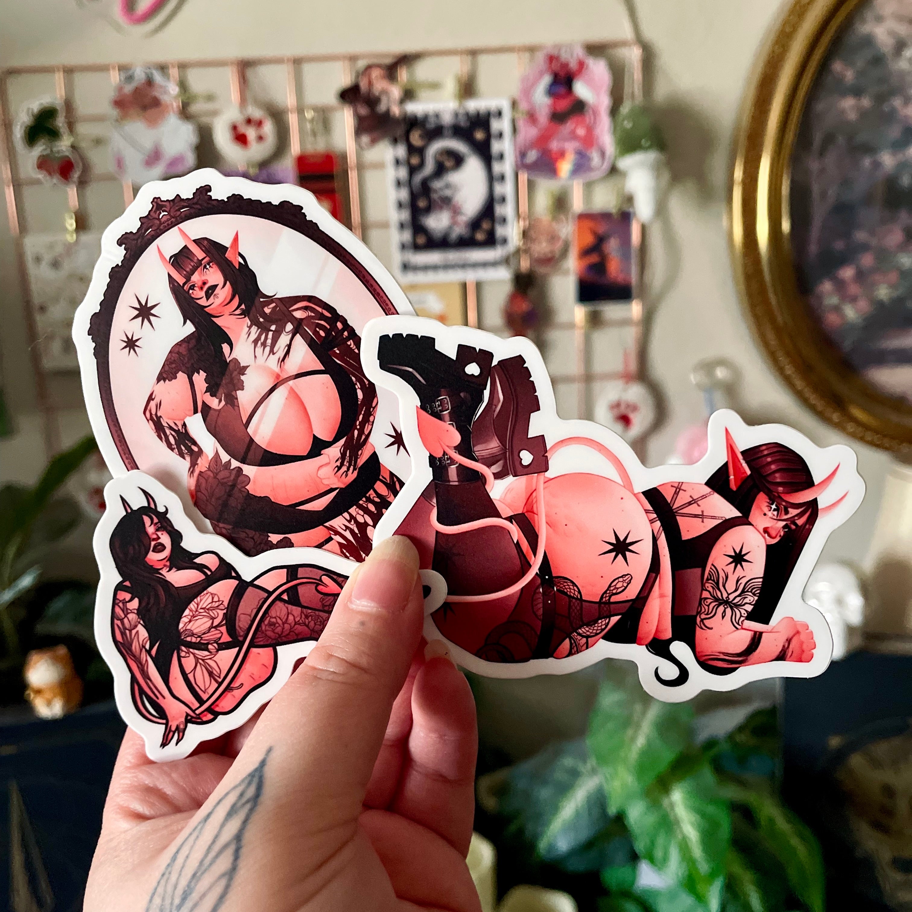 Pink Demon Girl Stickers