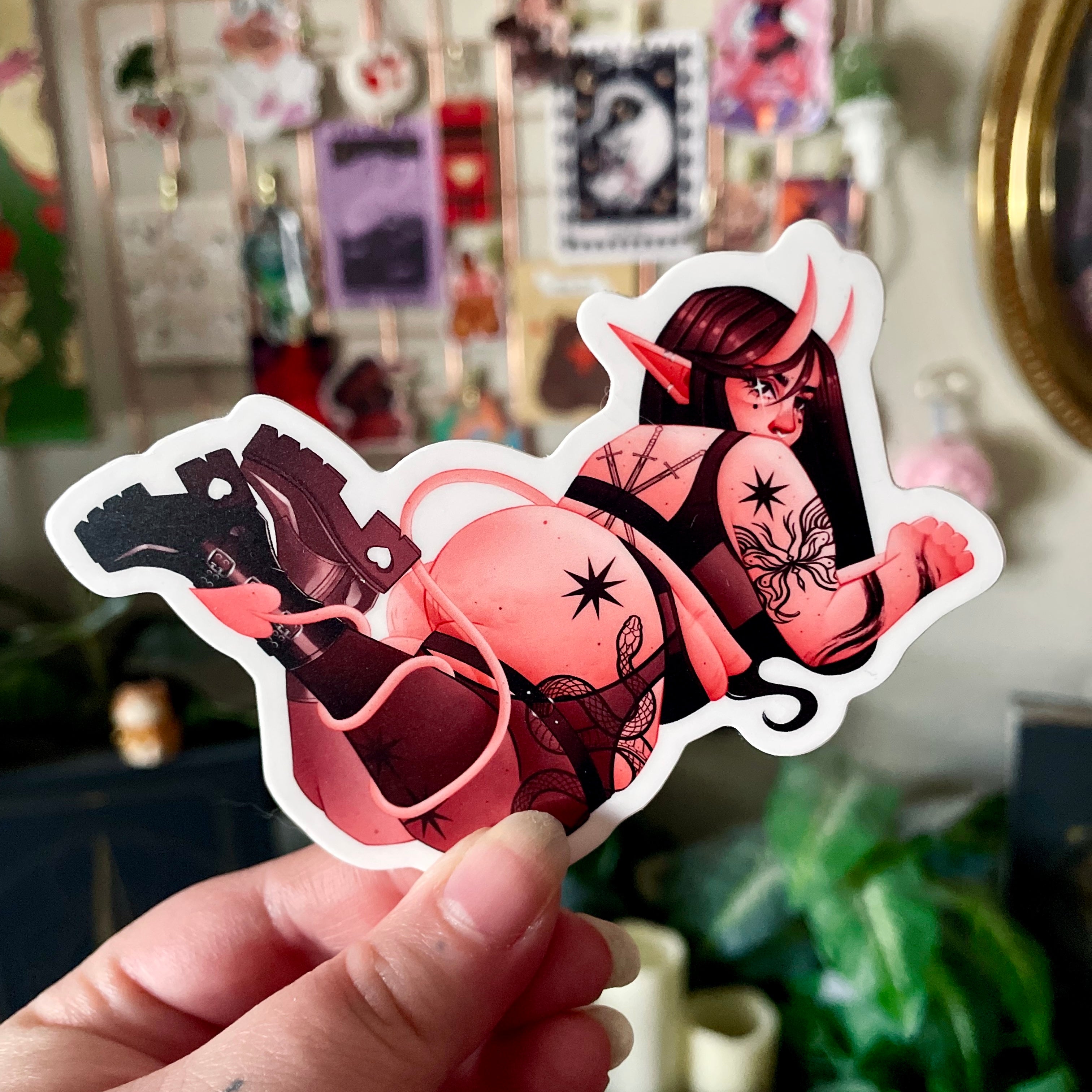 Pink Demon Girl Stickers